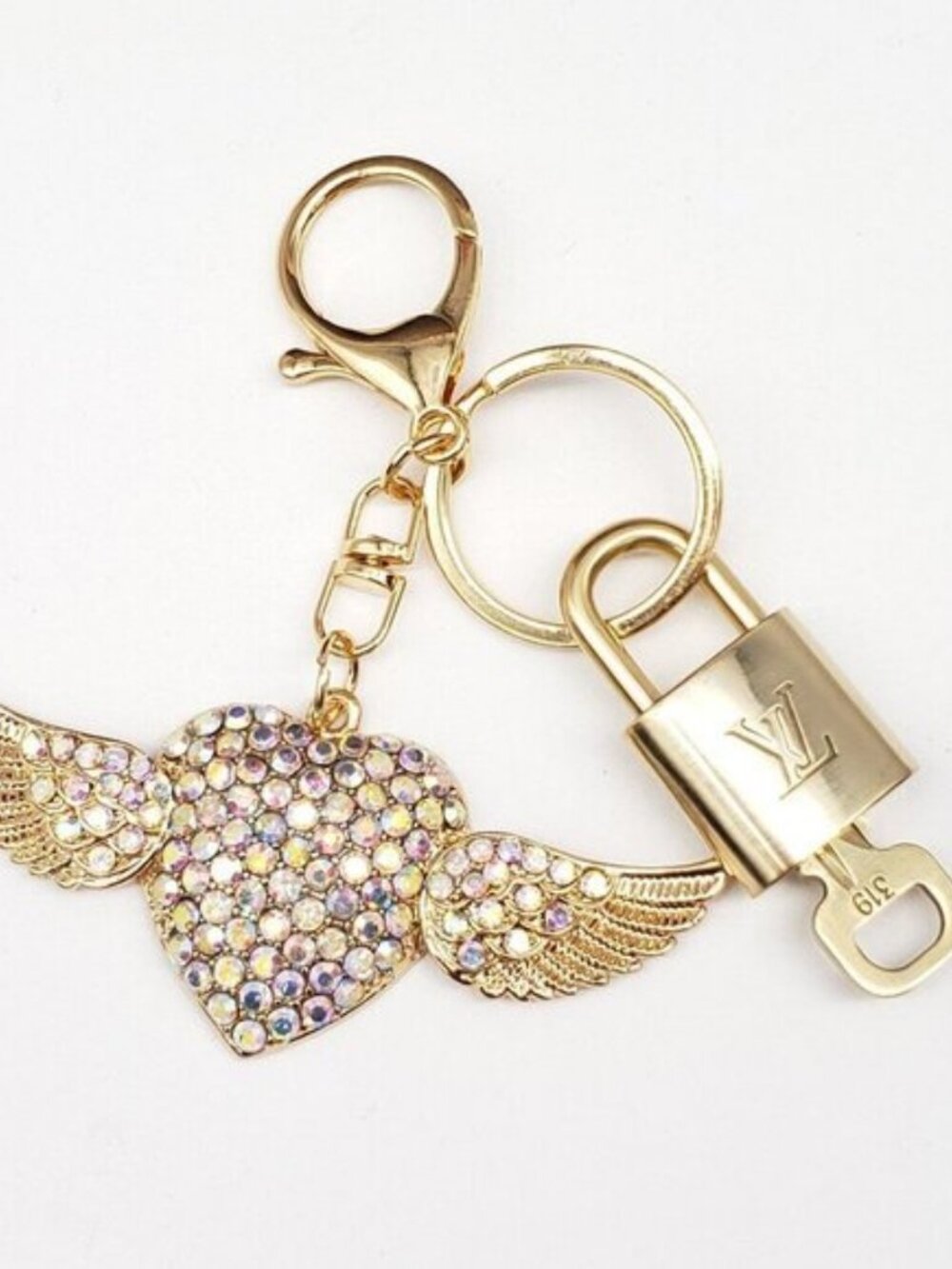 Authentic Louis Vuitton Lock & Key Gold ✨ Unbranded Keychain Bag Charm LV
